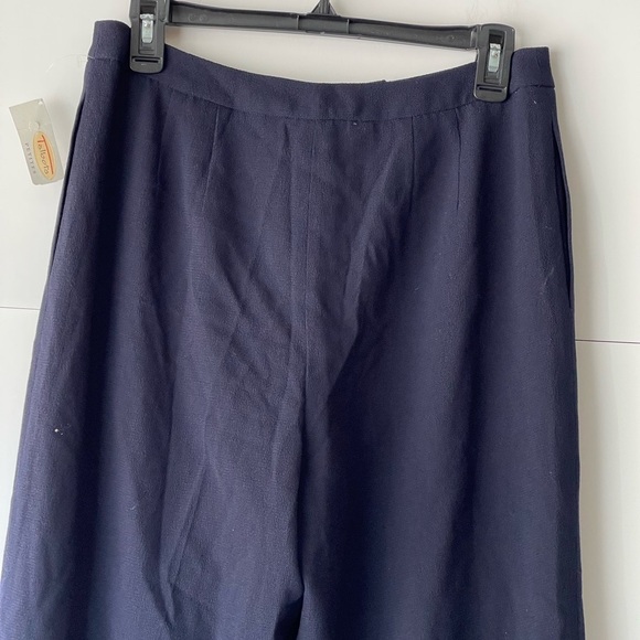 NWT! ($108) Women's Petite Navy Pleated Pants Trouser Relaxed Fit 100% Wool, 10P - Picture 5 of 11